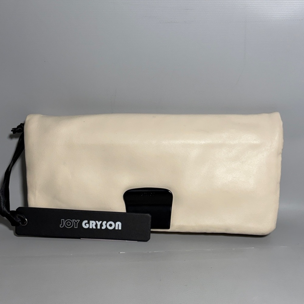 Joy Gryson NEW Cream Color Nappa Leather Clutch Wallet in Frost Color